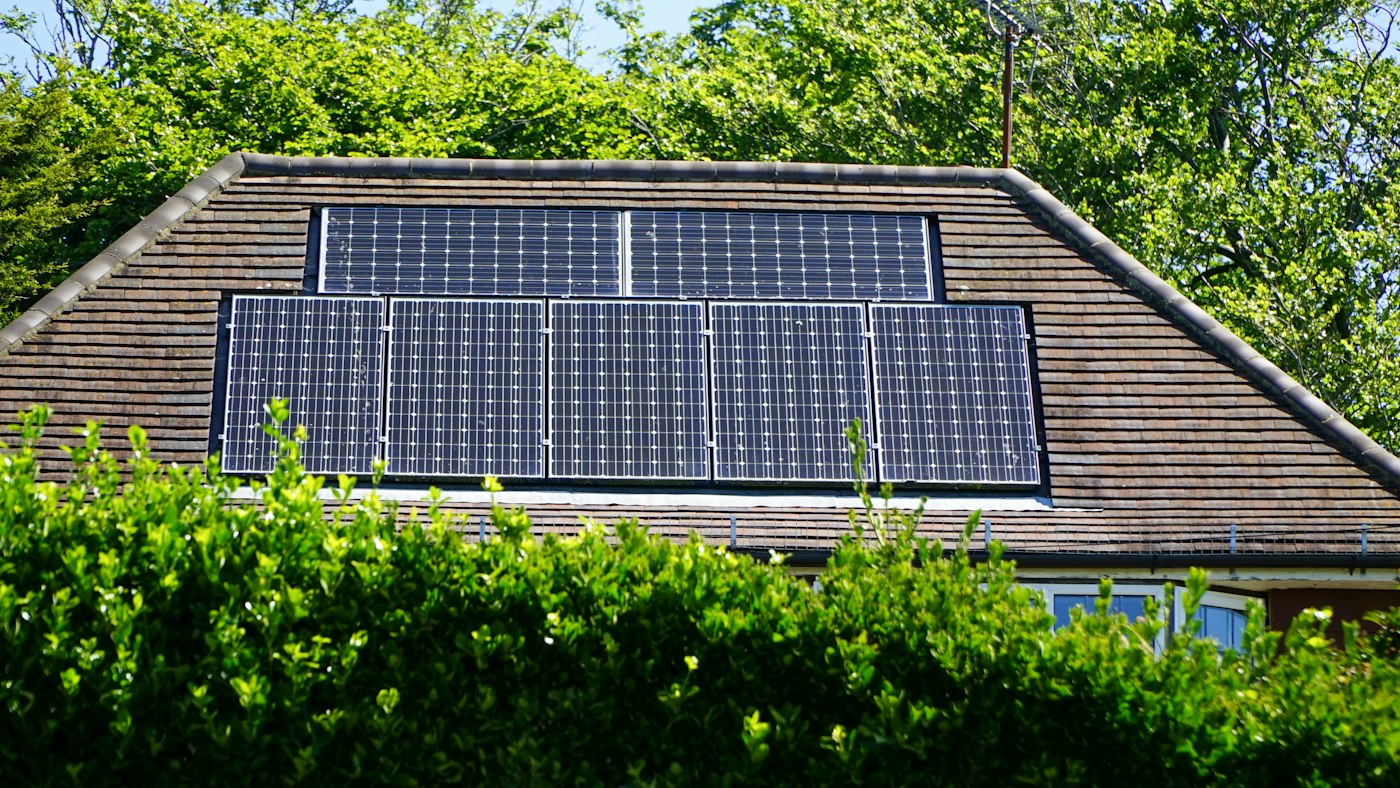 Solar panels on a home roof